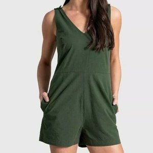 United by Blue Women's Green 100% Organic Cotton V-Neck Romper NWT